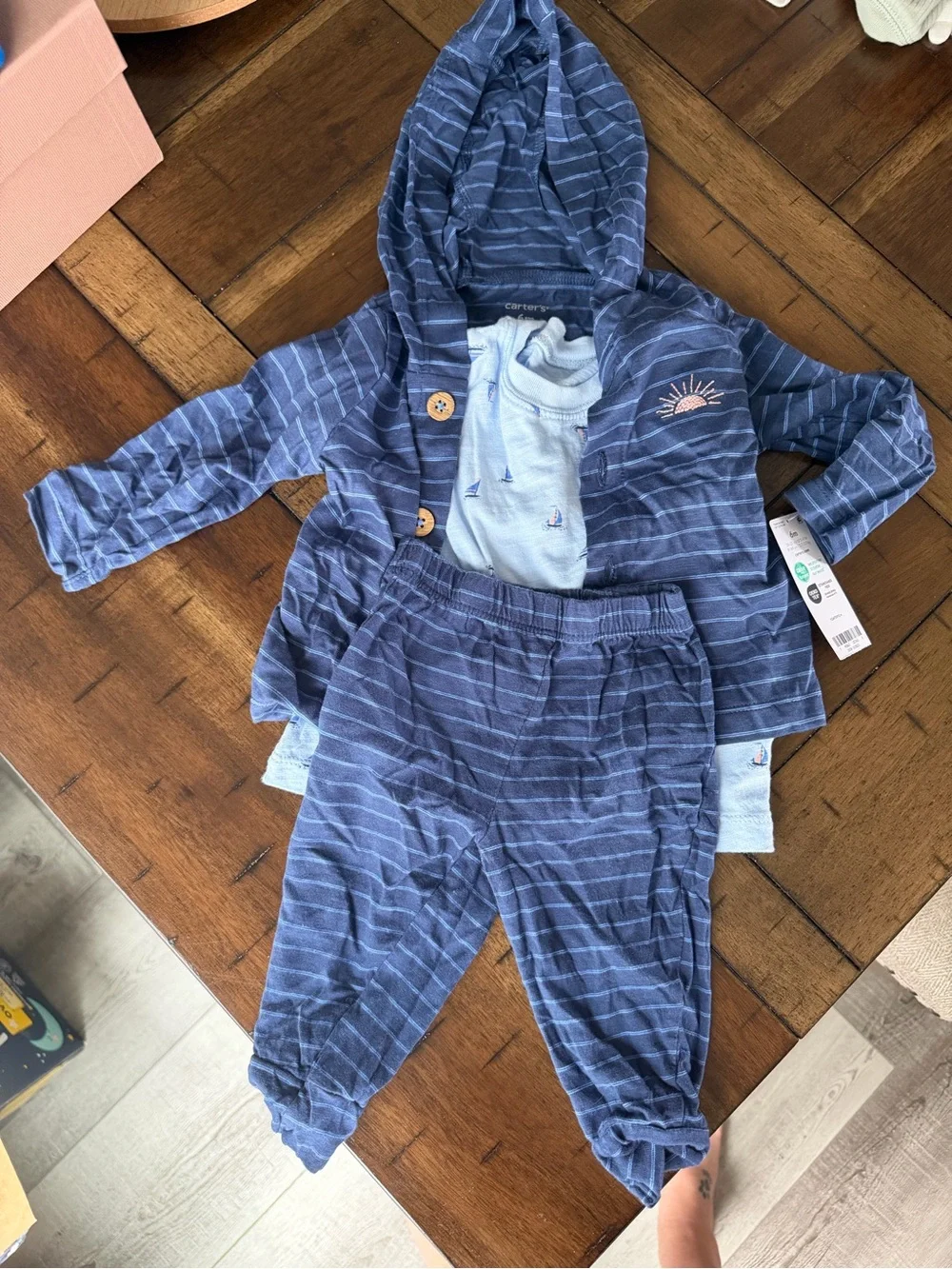 Carter's Baby Blue & Navy Striped 3-Piece Set
